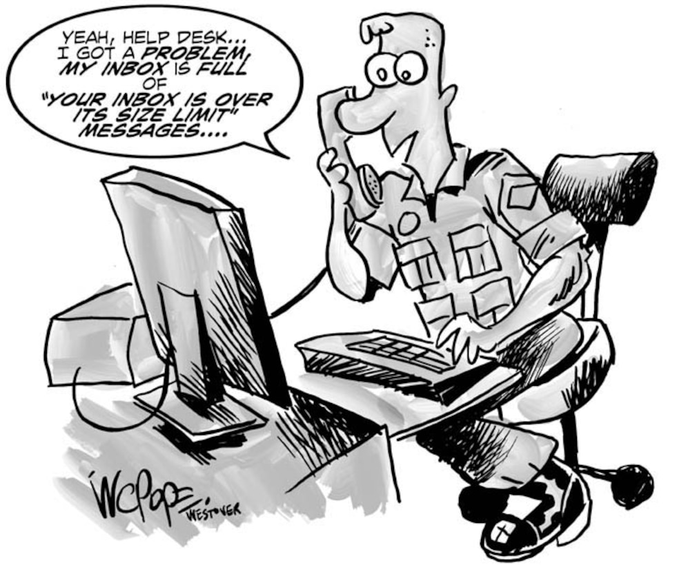 Help desk please... (U.S. Air Force cartoon by Master Sgt. W.C.Pope)