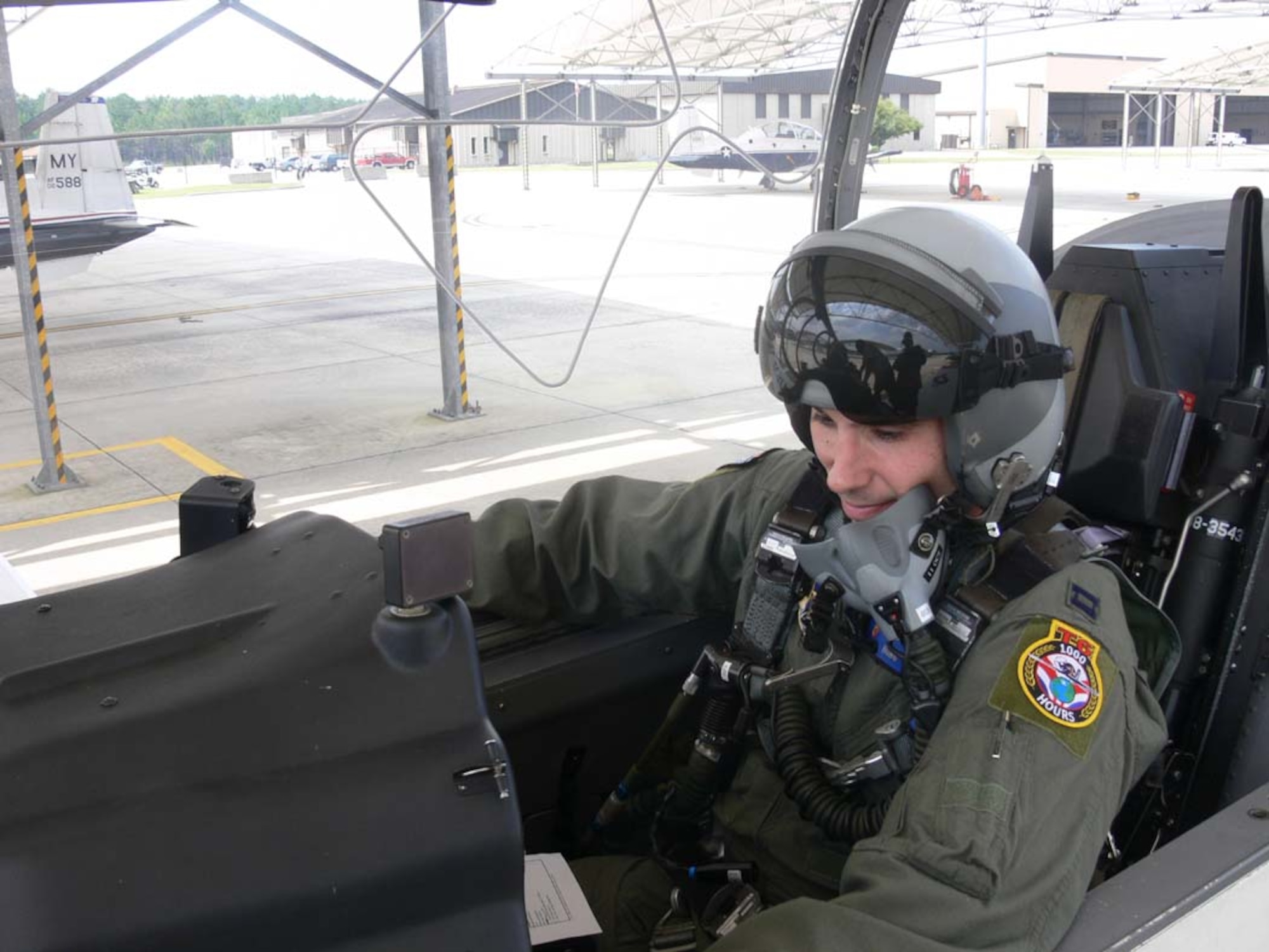 MOODY AIR FORCE BASE, Ga. -- Capt. Luke Lucero, 3rd Flying Training Squadron instructor pilot here, prepares for take-off Sept. 15. Captain Lucero recently was selected to fly the B-2 Spirit, marking the accomplishment of his overall goal as an Air Force pilot. (USAF photo by Airman 1st Class Eric Schloeffel)