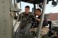 Tech. Sgt. Serge Ladd, 437th Aerial Port Squadron Port Dawg University instructor, goes over the specifics of the 10K forklift with Senior Airman Raymond Banks.  Airman Banks is a member of the second wave of students at the university.