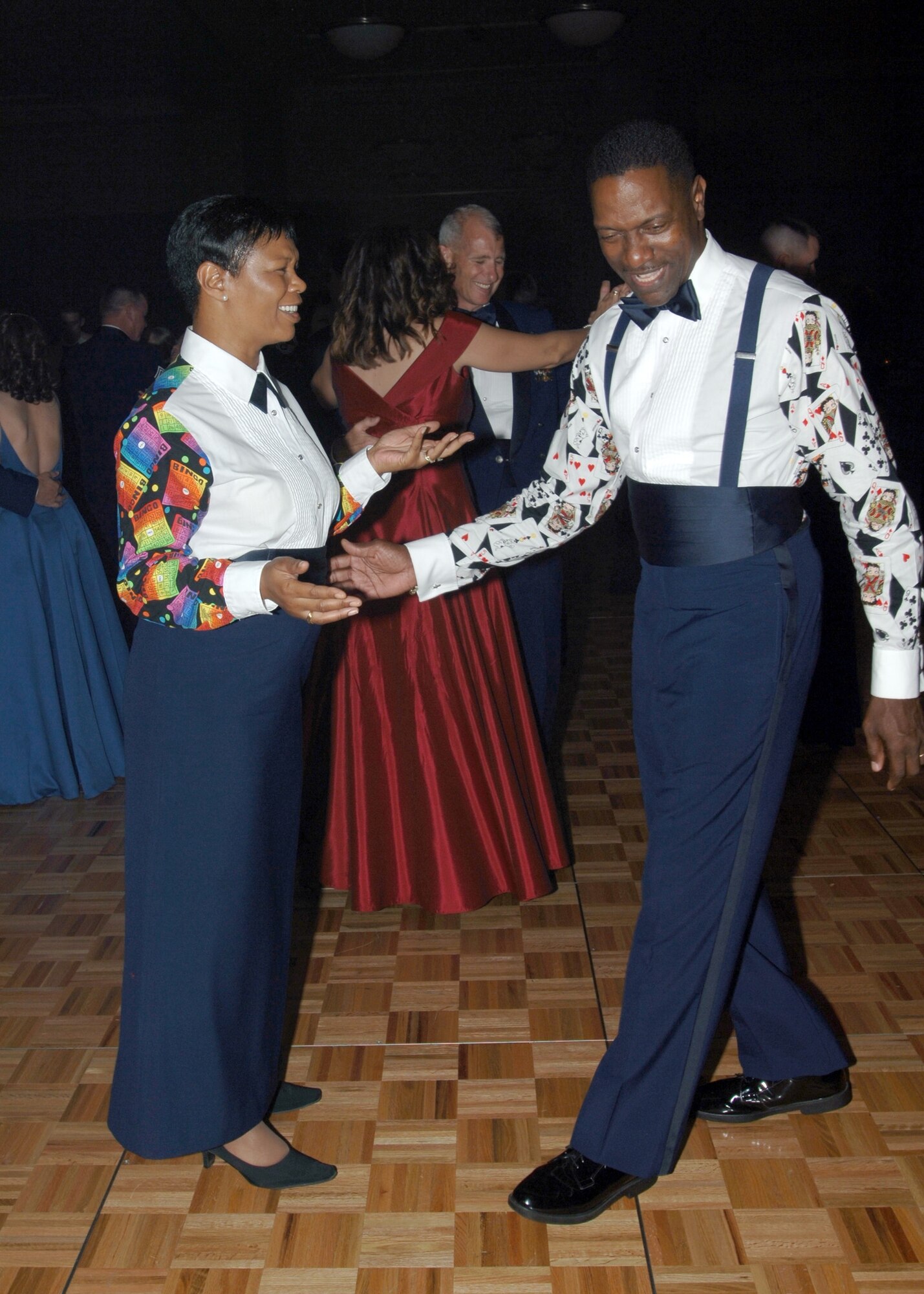 Chief Master Sgt. Cynthia Davis  and Senior Master Sgt. Johnnie Sowell cut a rug after dinner at the ball. (Photos by Staff Sgt. Suellyn Nuckolls)