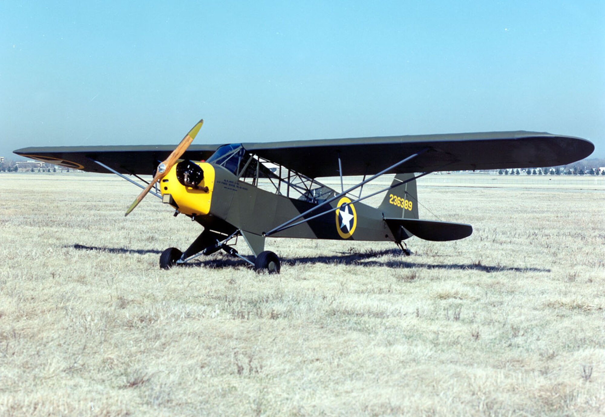 The Piper L-4 Grasshopper is shown at the National Museum of the United States Air Force. (U.S. Air Force photo)