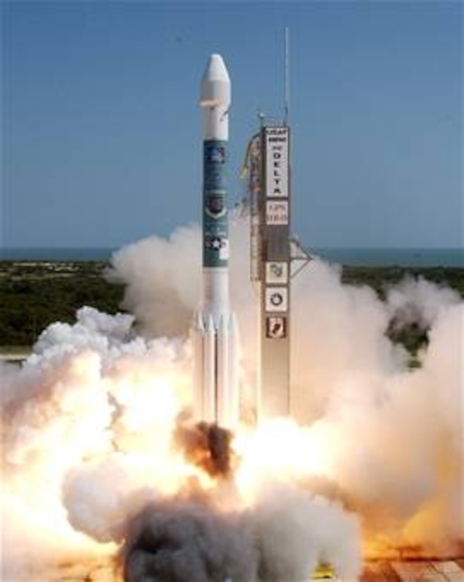 A Delta II space launch vehicle lifts off from Complex 17A at Cape Canaveral Air Force Station, Fla., Sept. 25. It carried a NAVSTAR Global Positioning System satellite into orbit. (U.S. Air Force photo)