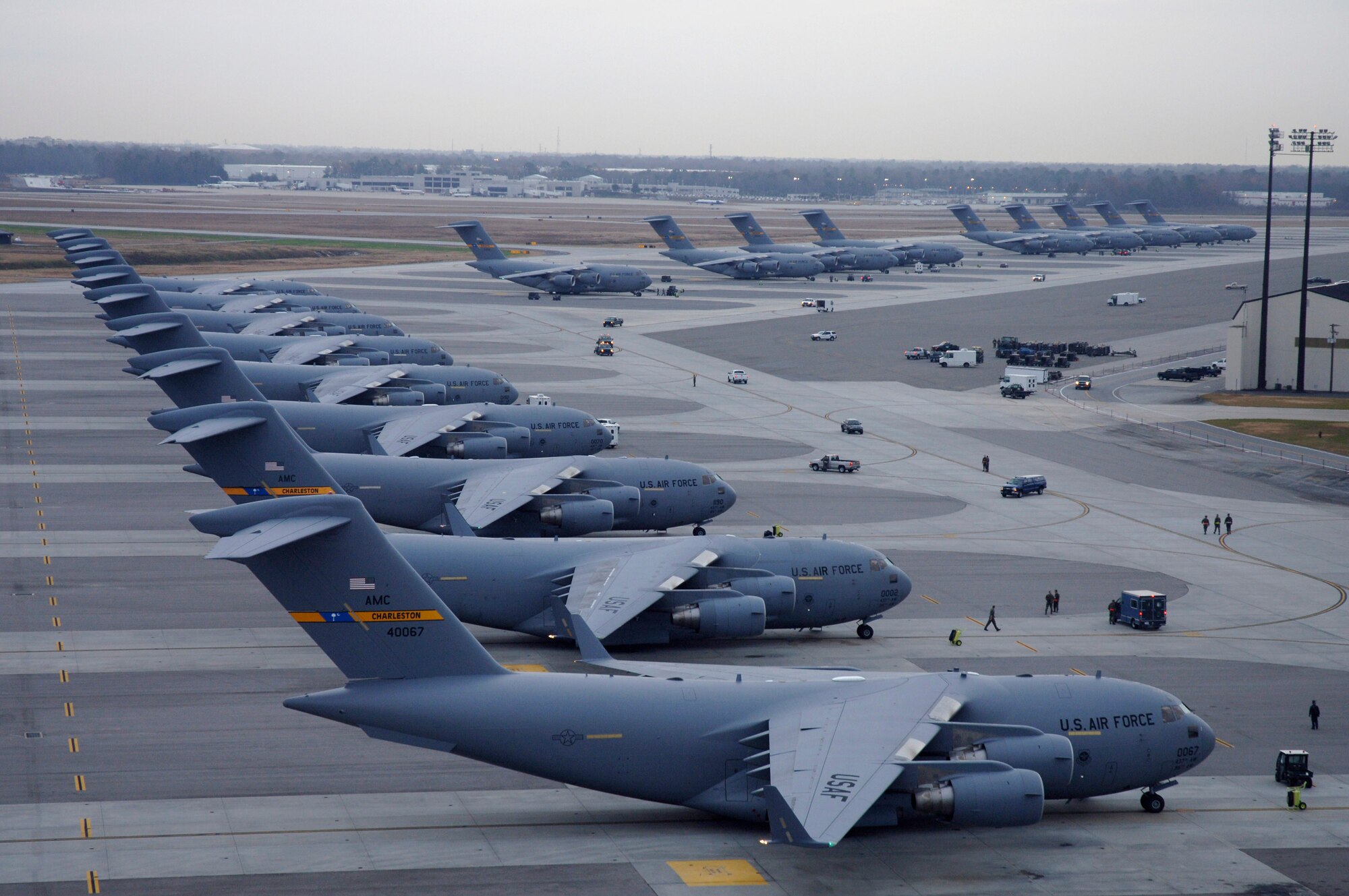 C-17 Globemaster IIIs, like these, provide intra-theater heavy airlift support, helping to sustain operations throughout Afghanistan, Iraq and the Horn of Africa. (U.S. Air Force photo/Staff Sgt. April Quintanilla) 