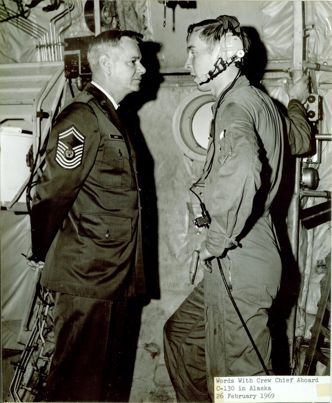 Chief Master Sgt. Paul Airey was selected as the first chief master sergeant of the Air Force on April 3, 1967.  During his tenure he visited many bases and talked with many Airmen about improving conditions for the enlisted force.  (U.S. Air Force file photo)