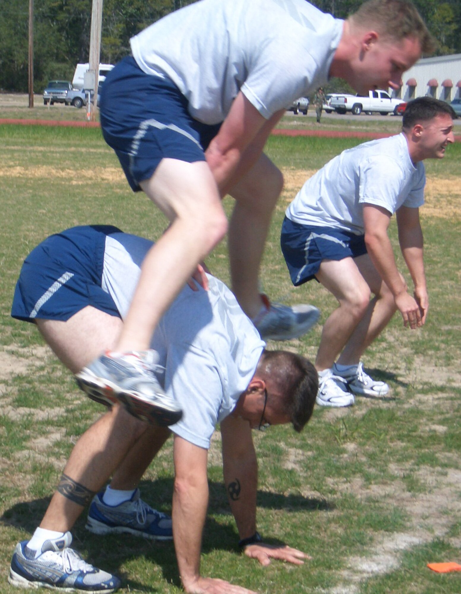 The 53d Electronic Warfare Group participated in their first-ever group level fitness challenge last month.  The various events consisted of a mile and a half run, team push-ups and sit-ups, tug-o-war, leap frog and others.  Out of the three squadrons, the 68th Electronic Warfare Squadron took home first place.  The group plans to make the challenge a quarterly event