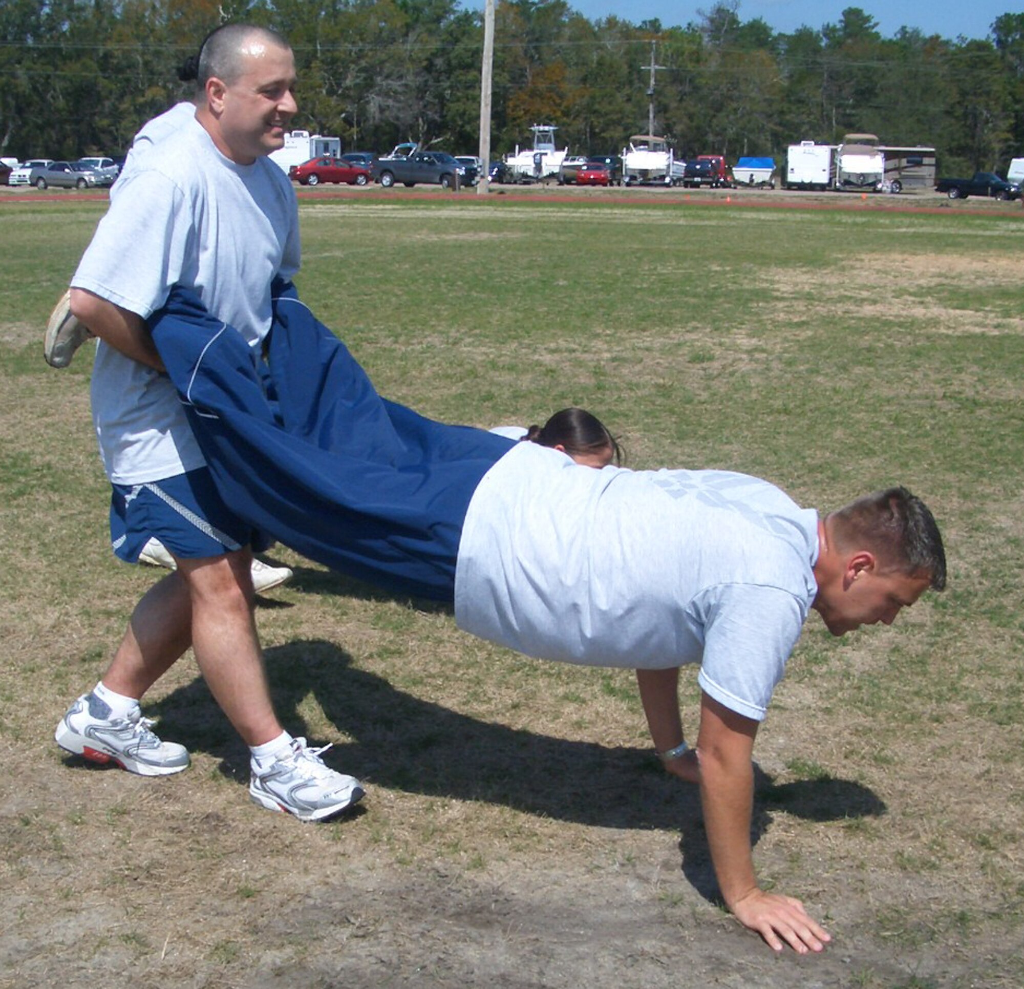 The 53d Electronic Warfare Group participated in their first-ever group level fitness challenge last month.  The various events consisted of a mile and a half run, team push-ups and sit-ups, tug-o-war, leap frog and others.  Out of the three squadrons, the 68th Electronic Warfare Squadron took home first place.  The group plans to make the challenge a quarterly event