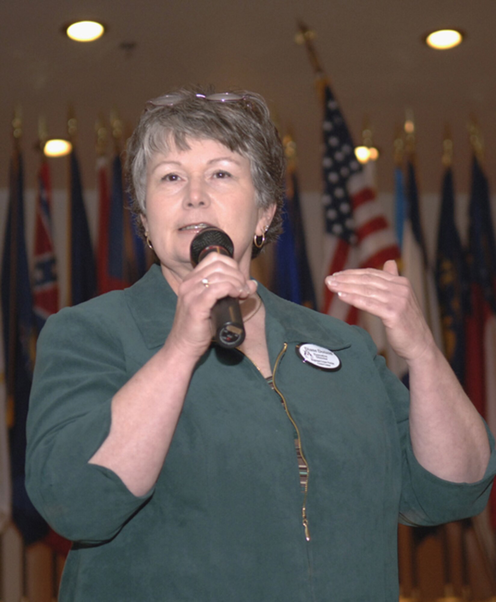 Diane Dotson, executive director of the Regional Crime Victim Crisis Center in Abilene, speaks to sexual assault vicitim advocates at a luncheon honoring Dyess' victim advocates at the Heritage Club April 5. The event was one of many Dyess has planned to recognize April as Sexual Assault Awareness Month. (US. Air Force photo by Airman Stephen Reyes)