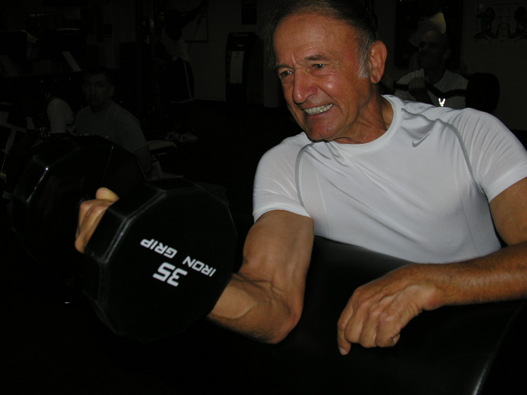 Mike Elinski works out at the Hickam Fitness Center.