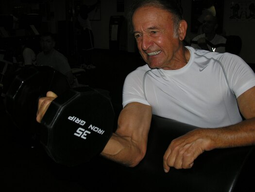 Mike Elinski works out at the Hickam Fitness Center.