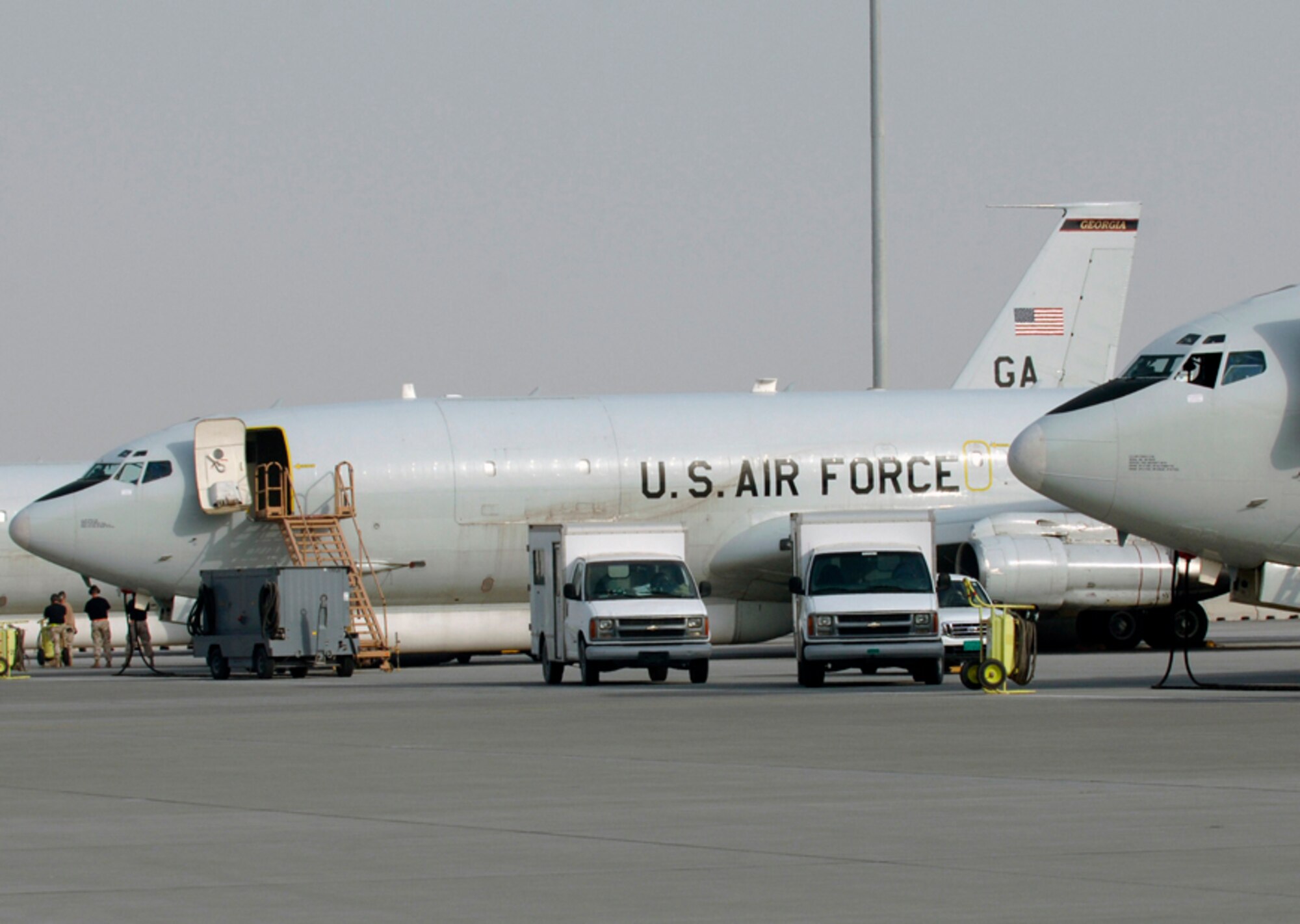 The 128th Expeditionary Air Command and Control Squadron Joint STARS have been flying missions over Iraq from the 379th Air Expeditionary Wing since 2003. (U.S. Air Force photo/Staff Sgt. David Miller) 
