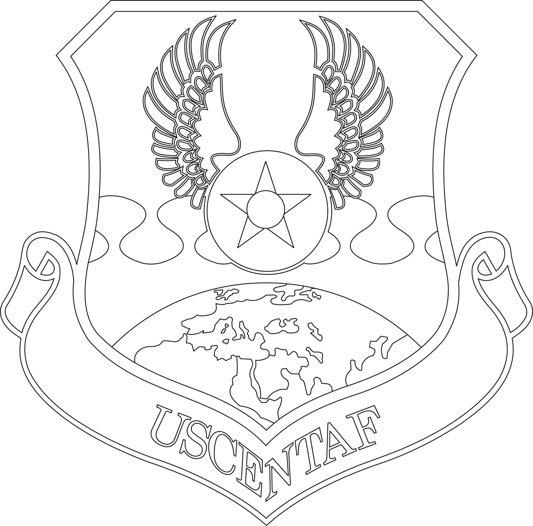 U.S. Central Air Force Shield (Black&White)