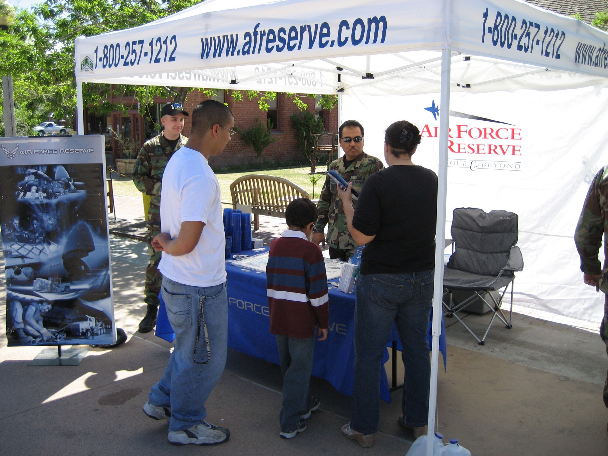 Air Force Reserve recruiters answer questions during Air Force Week, March 19 through 25, in the Valley of the Sun, Ariz. (Courtesy photo)