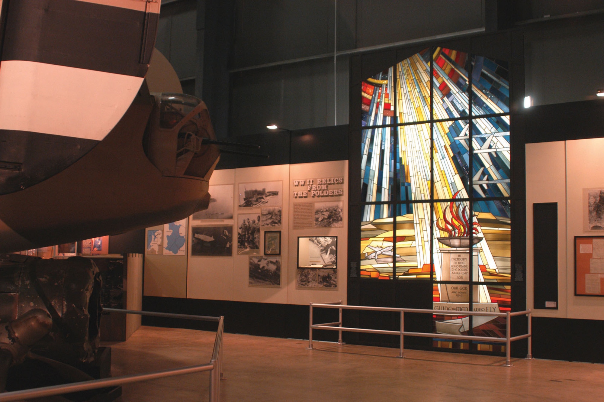 DAYTON, Ohio -- The "Lady Be Good" Stained Glass Window from the Wheelus Air Force Base Chapel is now on display at the National Museum of the United States Air Force. (U.S. Air Force photo)