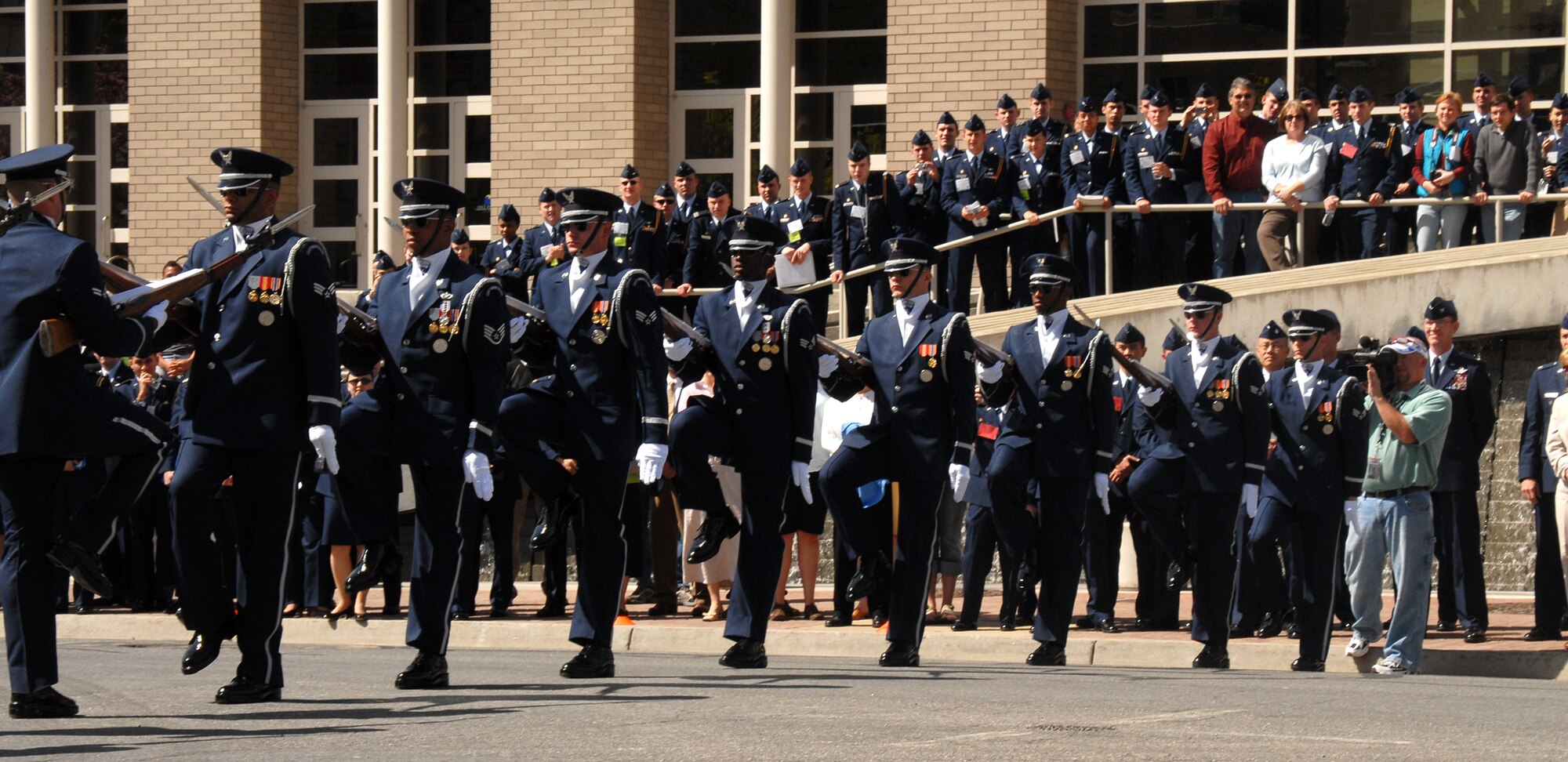 Members of the United States Air Force Honor Guard Drill Team perform for the ROTC National Conference April 8. (U.S. Air Force photo by Staff Sgt. Madelyn Waychoff)