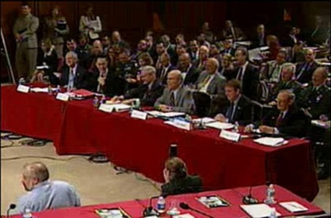 The Senate Armed Services and Veterans Affairs Committees receive testimony during a joint hearing on the Departments of Defense and Veterans Affairs disability rating systems and the transition of servicemembers from the Department of Defense to the Department of Veterans Affairs, April 12, 2007.