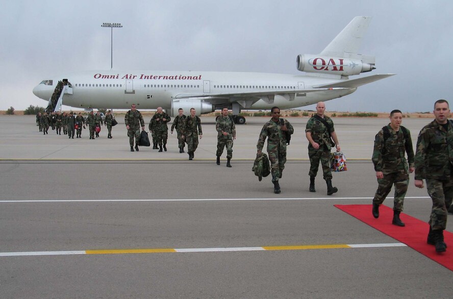 Nearly 250 Airmen were welcomed home by friends and family Friday at Holloman from a deployment to Kunsan Air Base, Republic of Korea. (U.S. Air Force photo by Mr. Tommy Fuller)