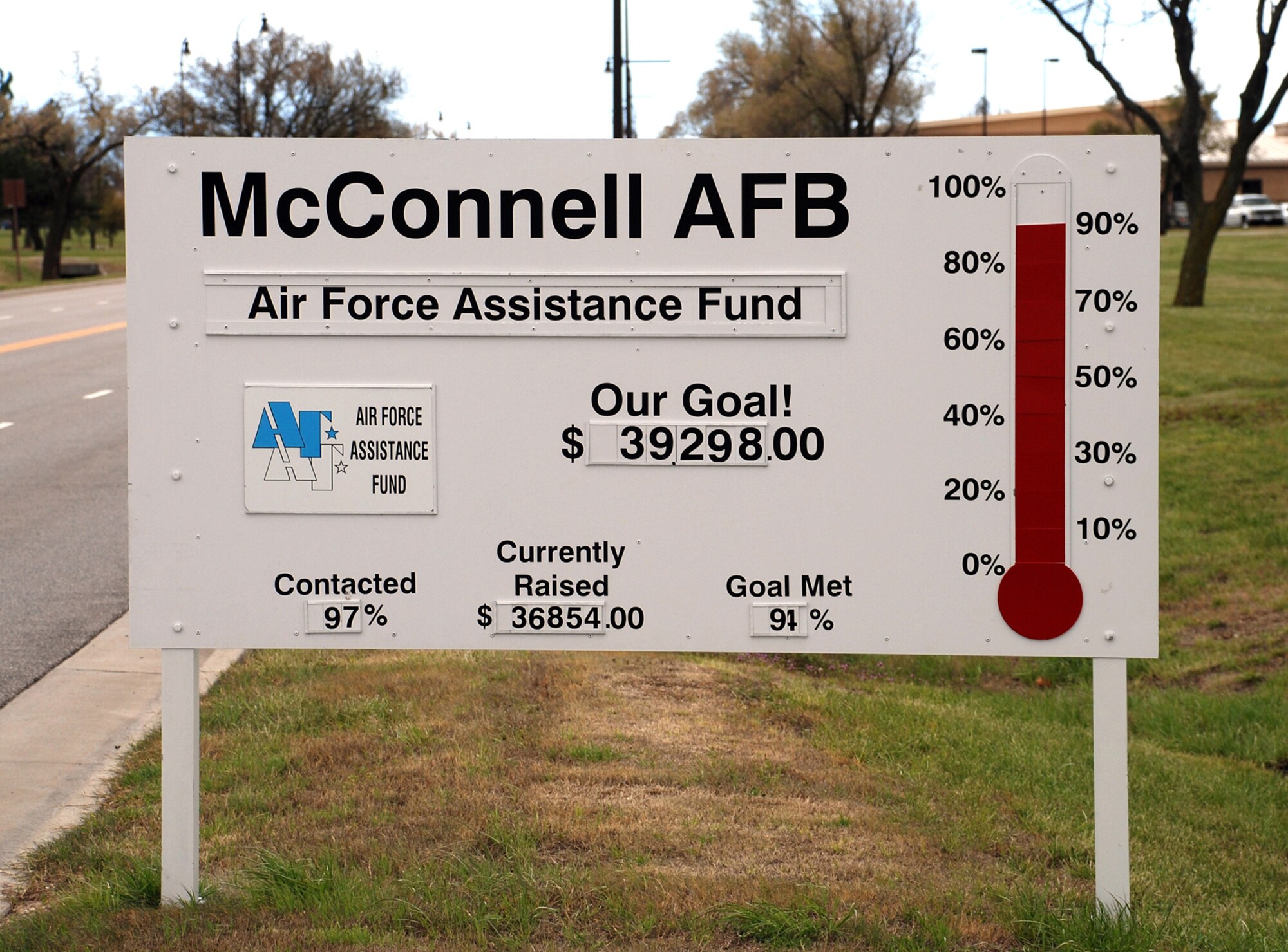 The Air Force Assistance Fund provides Airmen the opportunity to contribute to any of the four official Air Force charitable organizations. This year's campaign began Feb. 12. As of April 10, McConnell AFAF representatives have collected $63,854 for the fund, and they’ve notified 97 percent of the base's active-duty members about the charity drive, which ends here April 13. (Photo by Airman 1st Class Jessica Lockoski)