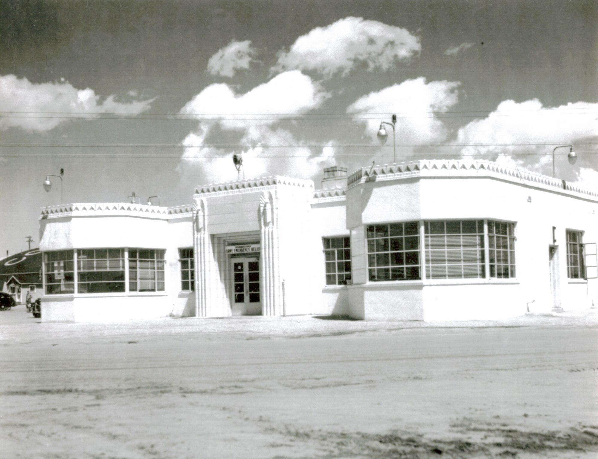 The airport passenger terminal, built in 1941, became the base headquarters and weather station during air base construction.  It is now part of the Peterson Air and Space Museum. (U. S. Air Force photo)
