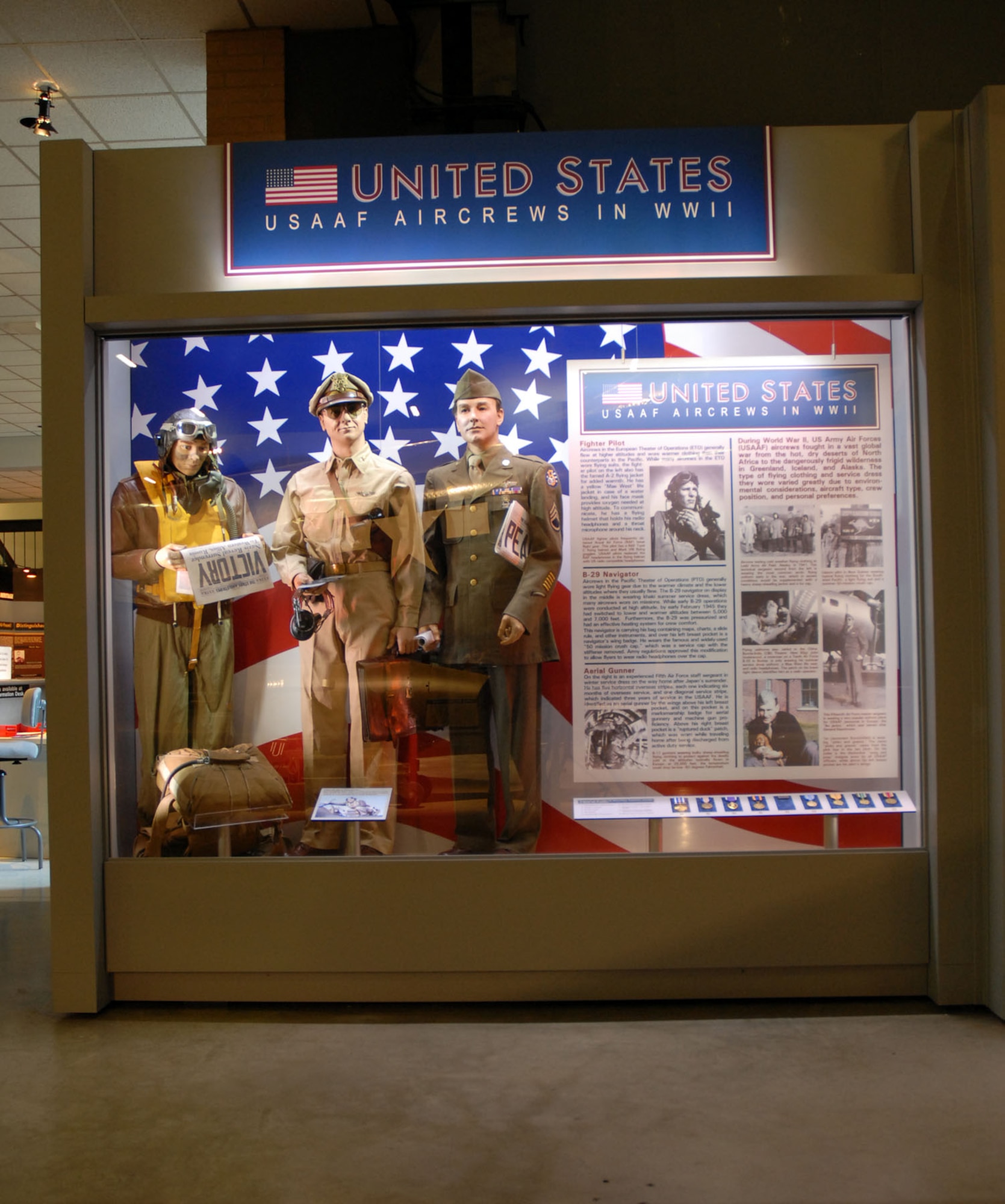 DAYTON, Ohio - The USAAF portion of the WWII: Airmen in a World at War exhibit in the World War II Gallery at the National Museum of the U.S. Air Force. (U.S. Air Force photo)