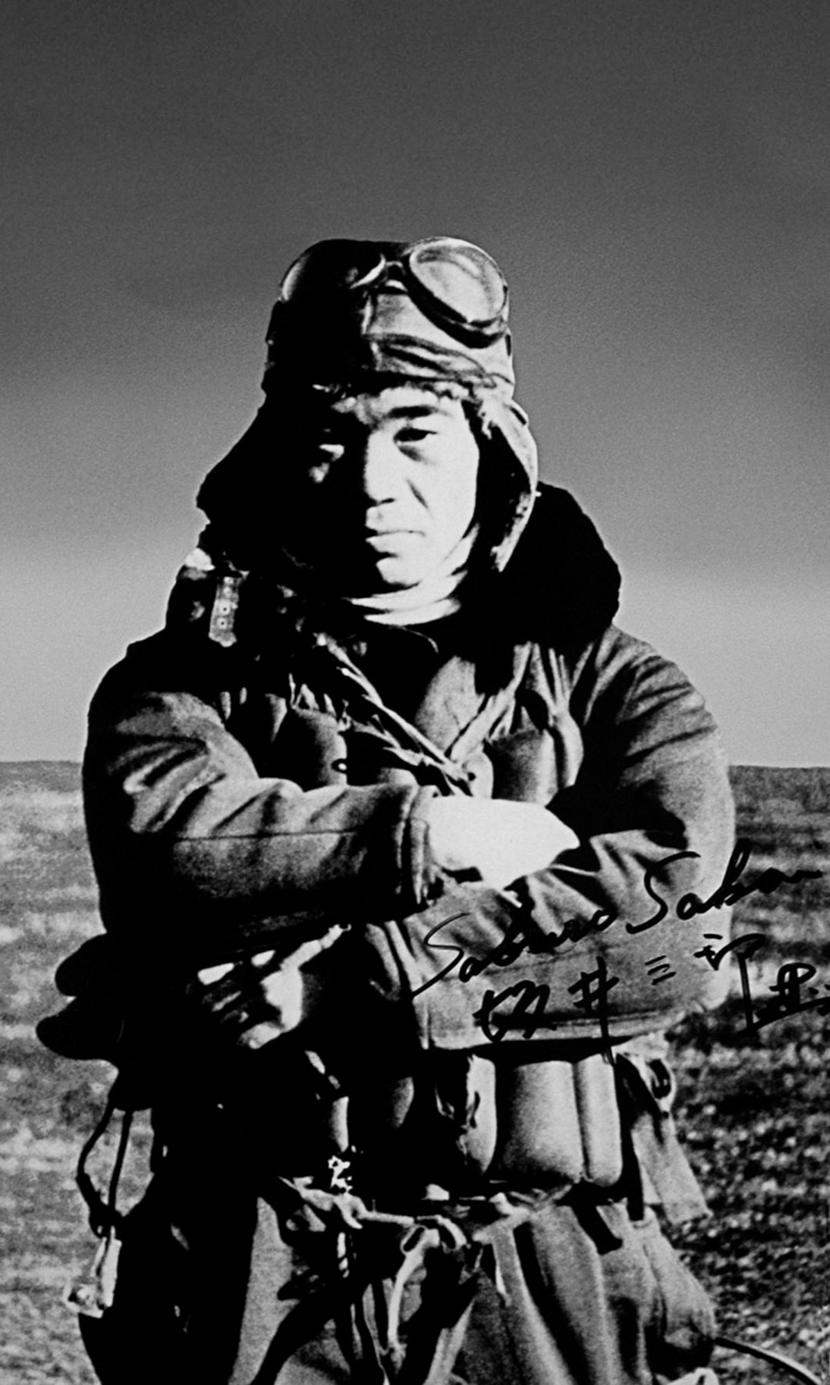 Saburo Sakai, with 62 victories, was the Imperial Japanese Navy’s second highest scoring pilot to survive World War II. He is wearing a winter flying suit with a fur-lined collar and helmet. (U.S. Air Force photo)