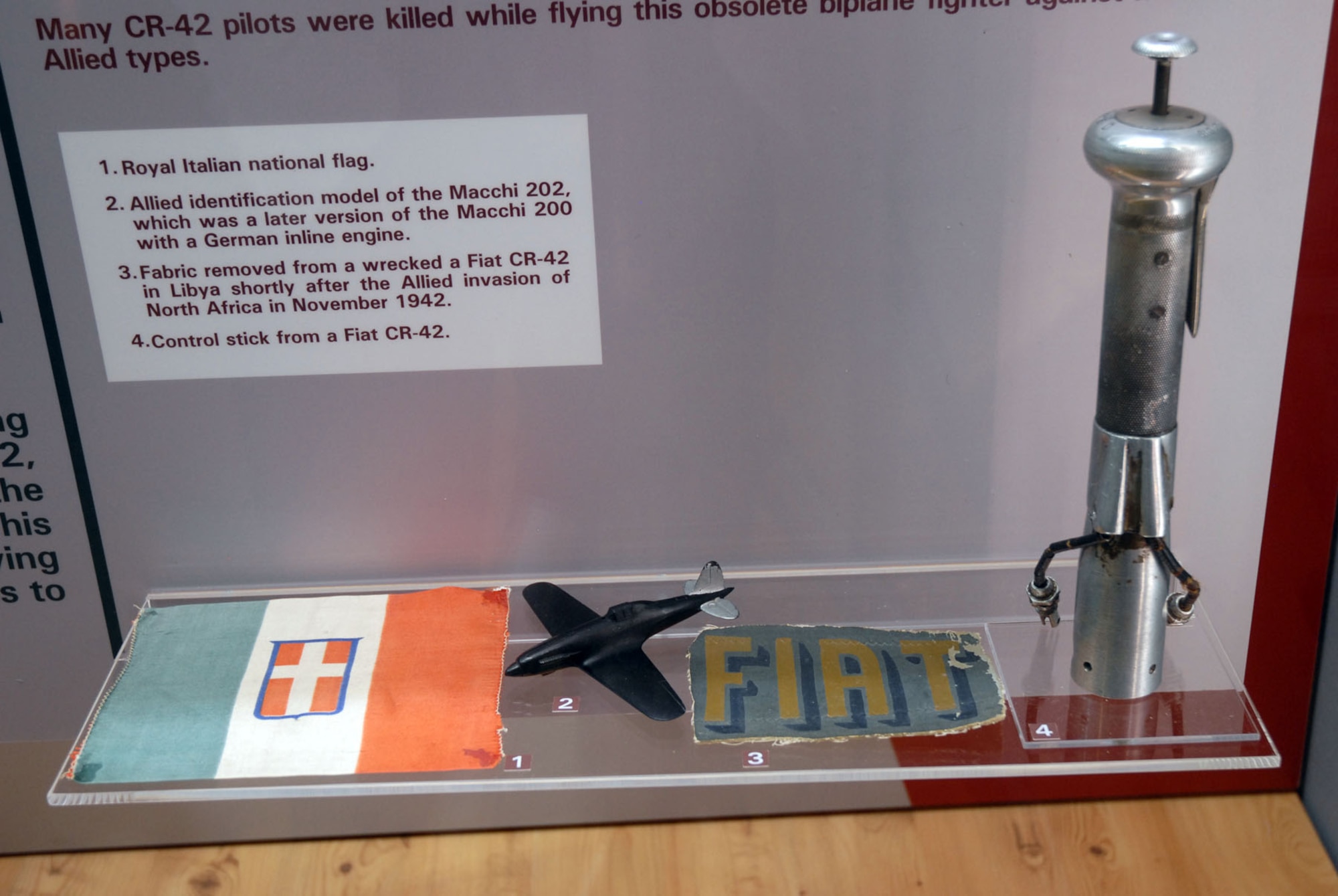 DAYTON, Ohio - Artifacts from the Royal Italian Air Force portion of the WWII: Airmen in a World at War exhibit in the World War II Gallery at the National Museum of the U.S. Air Force. (U.S. Air Force photo)