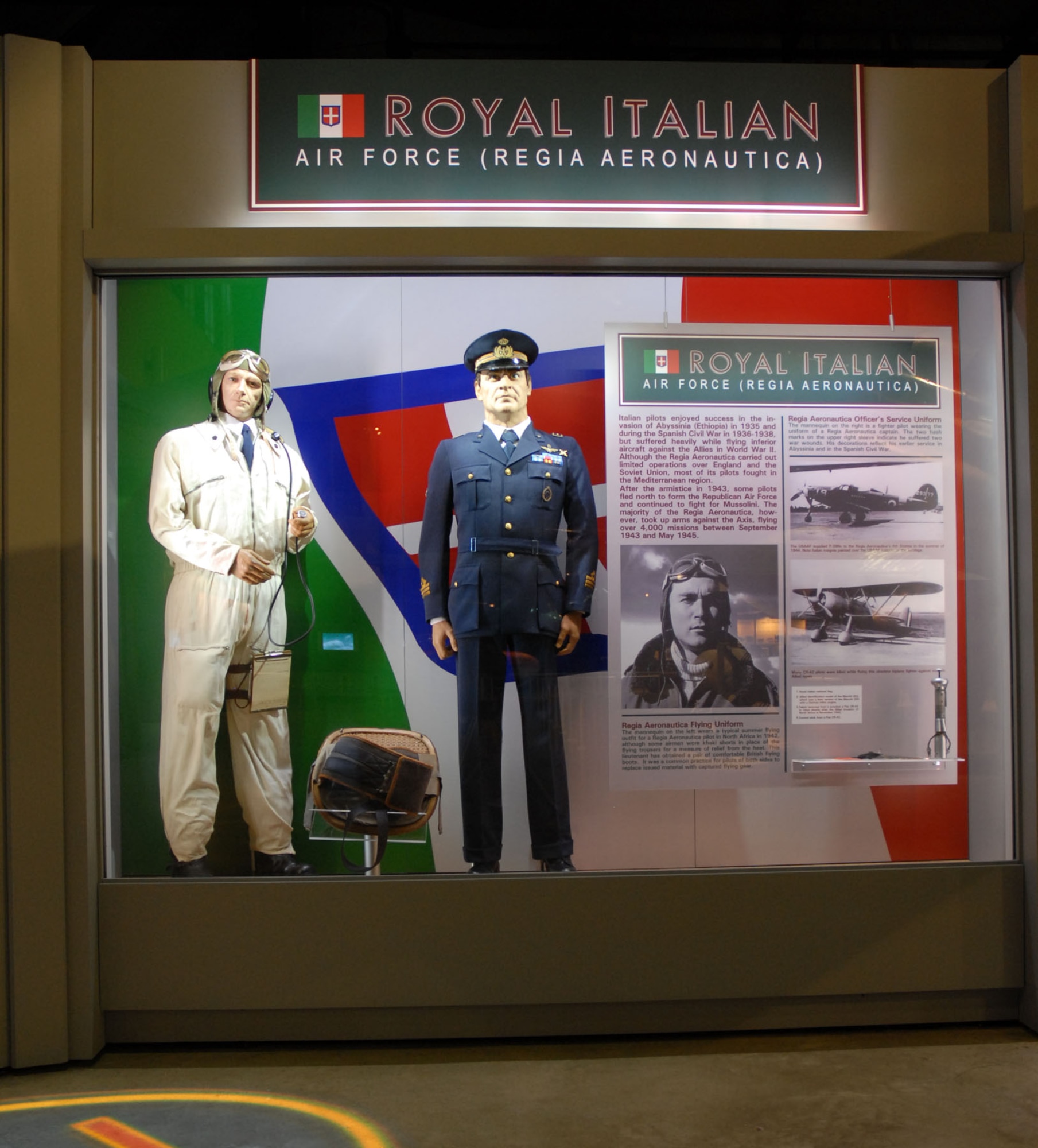 DAYTON, Ohio - The Royal Italian Air Force portion of the WWII: Airmen in a World at War exhibit in the World War II Gallery at the National Museum of the U.S. Air Force. (U.S. Air Force photo)