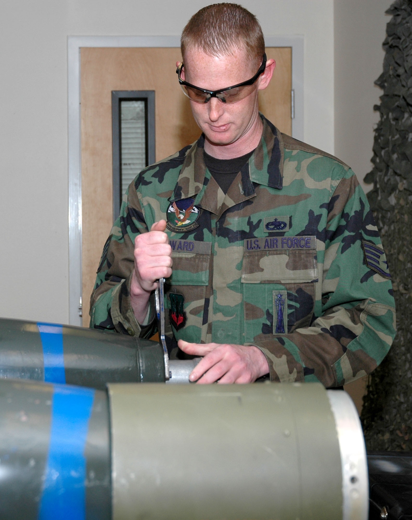 MOUTAIN HOME AIR FORCE BASE, Idaho -- Staff Sgt. Christopher A. Howard serves as the munitions aircrew training manager for the 366th Equipment Maintenance Squadron here. Air Force photo by Airman Samantha S. DeVries