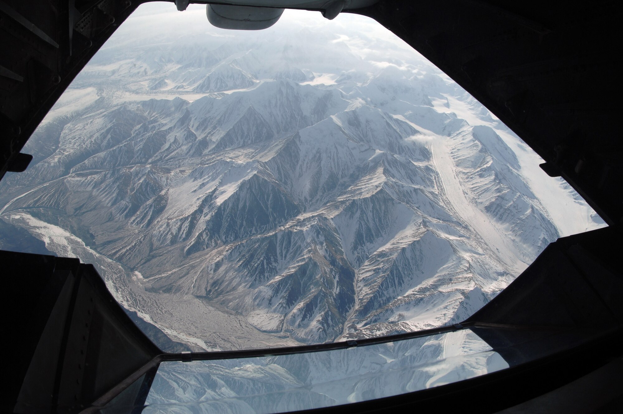 EIELSON AIR FORCE BASE, Alaska -- A KC-10 Extender, call sign "Shaman Five One" flies over the Pacific Alaska Range Complex (PARC) during a refueling mission here on 18 April in support of Red Flag-Alaska 07-1. The PARC is the playground for forces participation in the Red Flag-Alaska exercises. Red Flag-Alaska is a Pacific Air Forces-directed field training exercise for U.S. forces flown under simulated air combat conditions. (U.S. Air Force photo by Staff Sgt. Joshua Strang)