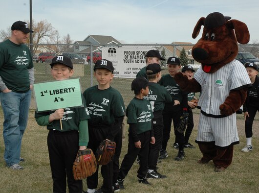Little League members and the Great Falls White Sox mascot, Boomer, wait for activities to start at Little League opening day April 14. For more coverage, see pages 10 and 11. Photo by Airman 1st Class Emerald Ralston