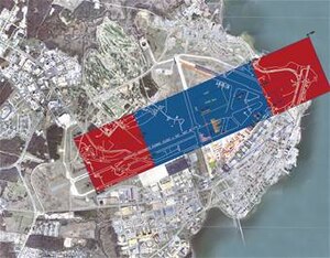Red and blue zones must be clear during Thunderbird performances. The blue zone must be clear during the entire air show.