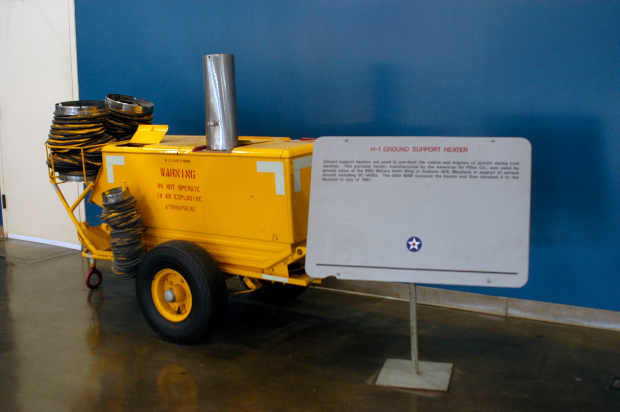 DAYTON, Ohio -- H-1 Ground Support Heater on display at the National Museum of the United States Air Force. (U.S. Air Force photo)