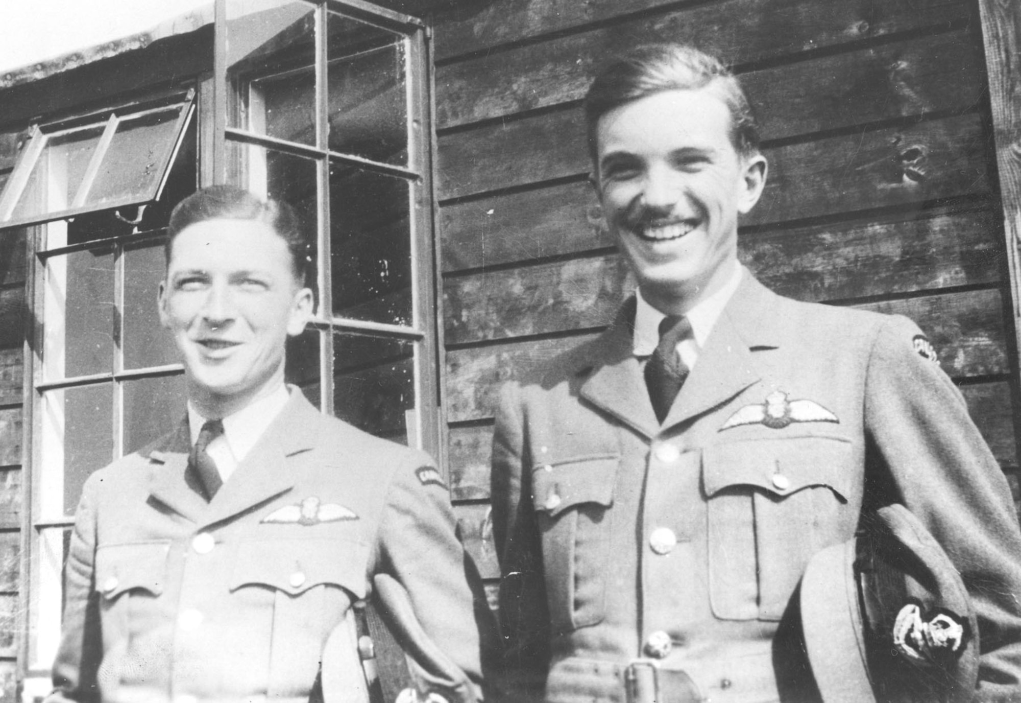 Non-British born RAF personnel could be identified by shoulder title patches with their country of origin, like these pilots from the Royal Canadian Air Force. (U.S. Air Force photo)