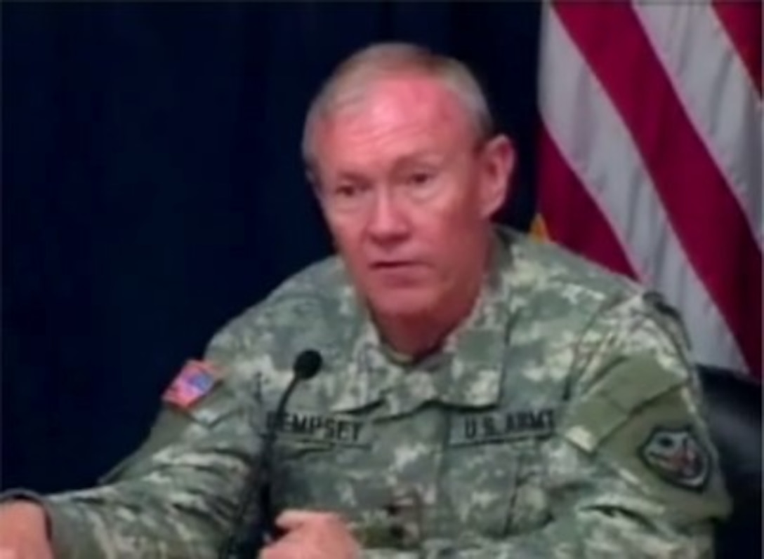 Commander of the Multi-national Security Transition Command in Iraq U.S. Army Lt. Gen. Martin Dempsey, updates reporters on the transition of Iraqi forces assuming the duties and responsibilities which U.S. forces are currently providing April 22, 2007.