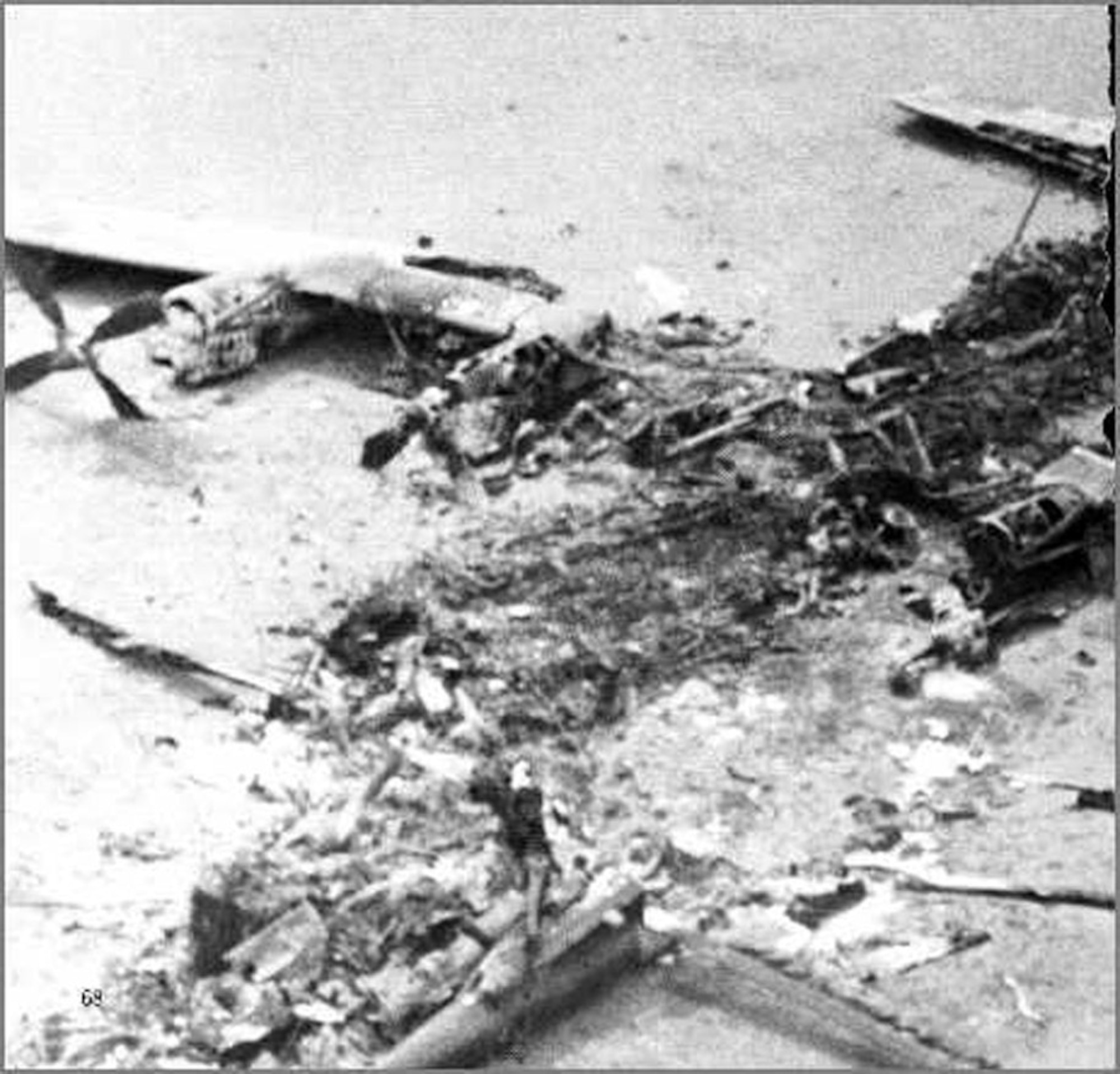 The wreckage that was left after the helicopter and C-130 collided in the desert during Operation Eagle Claw April 25, 1980. (Courtesy photo)