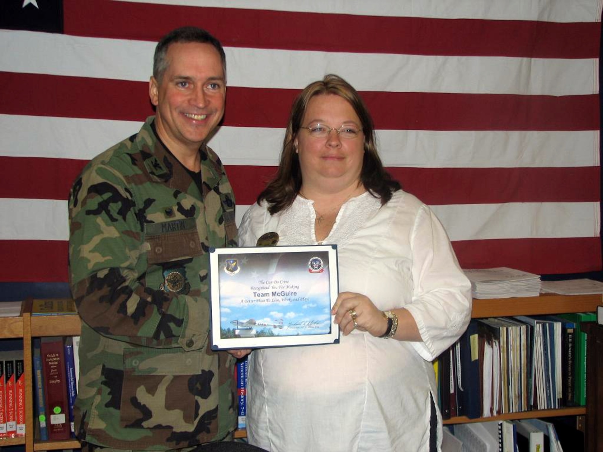 The Can Do Crew would like to recognize Ms. Deborah Hurd, 305th Services Squadron McGuire Library, for her model "Can Do" attitude.  Right before closing time March 2, Ms. Hurd diligently worked to locate a young girl’s particular book for a school presentation.  Ms. Hurd looked up the code in the system which brought them to the children's section.  Only one of the two books on file was in its place, but the customer was looking for a more formal version of the story.  Ms. Hurd told the family that the children's section of the library had been changed around and the other book may have been misfiled on the other side of the room.  She checked the entire area herself, but did not find the book.  Instead of telling the family it was not where it was supposed to be, she kept searching other avenues.  A few minutes later, she found the book in another area of the library.  The family said, "Deborah Hurd was very pleasant and took the time to help us, just 15 minutes before the library was closing for the day.  She did show the ‘Can Do’ attitude that all of us strive for."  Thank you to Ms. Hurd for exemplifying the "Can Do" spirit and inspiring those around her to do the same!  

Be aware that the Can Do Crew is everywhere, looking for outstanding service.  They covertly seek members of Team McGuire who make a difference, identifying and recognizing only the best!  Remember, the strongest asset of Team McGuire is its people; you are what makes McGuire a better place to live, work and play!  Do you know someone who demonstrates exceptional customer service and has a "Can Do" attitude?  You can submit a nomination for the Can Do Award by e-mailing the Can Do Crew at McGuireCanDoCrew@mcguire.af.mil.