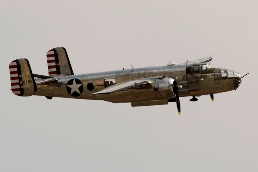 A World War II, B-25 Mitchell bomber passes the crowd during Sunday's show.