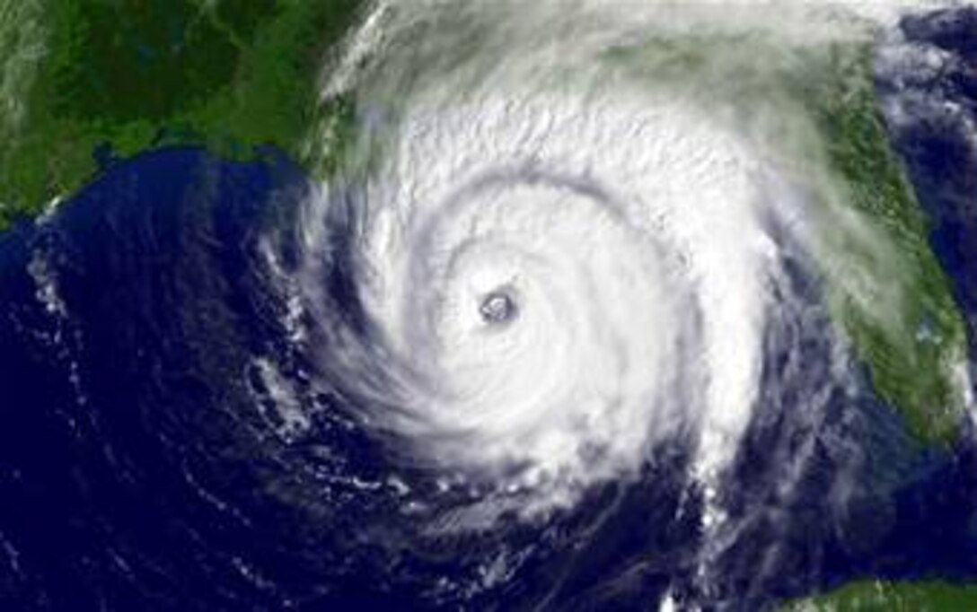 Hurricane Ivan Sept. 15, 2004, at 11:15 a.m. EDT before slamming into the USA Gulf Coast. Ivan was one of four hurricanes to strike the state of Florida in 2004.