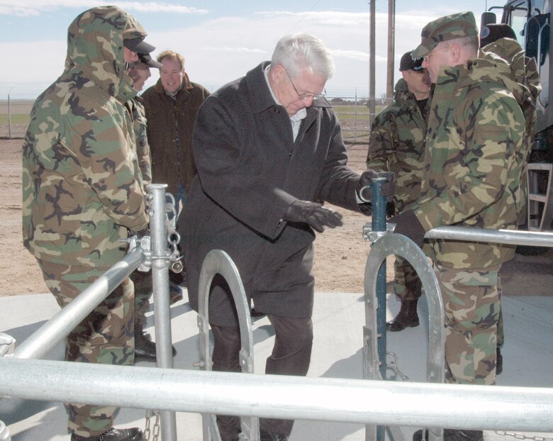 Bill Frankfurt, Air Force Civic Leader Group, prepares to tour launch facility Alpha-11 April 10.
