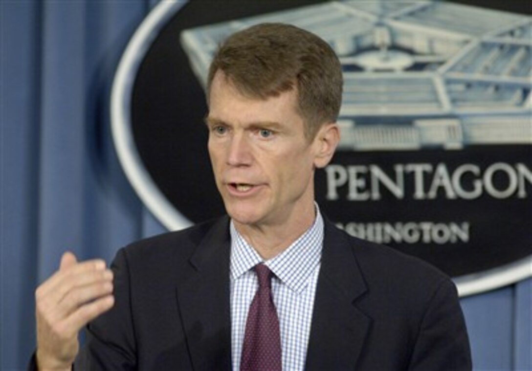 Deputy Assistant Secretary of Defense for Counternarcotics Richard Douglas speaks with reporters at the Pentagon, April 24, 2007.
