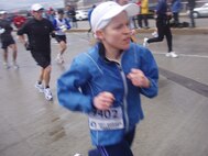 MINOT AIR FORCE BASE, N.D. – Captain Michelle Sterling, 5th Mission Support Group, runs the Boston Marathon April 17, 2007. Captain Sterling finished the marathon in 3:23:36, averaging a 7:46-mile pace. This marked Captain Sterling’s fourth marathon, and she hopes to run the Air Force Marathon in September. (courtesy photo)

