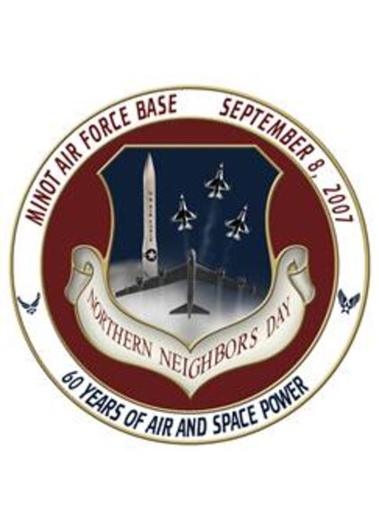 MINOT AIR FORCE BASE, N.D. – The official poster and logo design for 2007’s Northern Neighbors Day has been selected out of entries submitted to the annual design contest. The winning entry for 2007 was submitted by Senior Airman Dan Sutton, 91st Missile Maintenance Squadron. The NND open house and air show will be held Sept. 8, 2007. Admission and parking are free. For more information on the day’s activities, logon to www.minot.af.mil and click on the Northern Neighbors Day icon. (U.S. Air Force graphic by Senior Airman Dan Sutton)