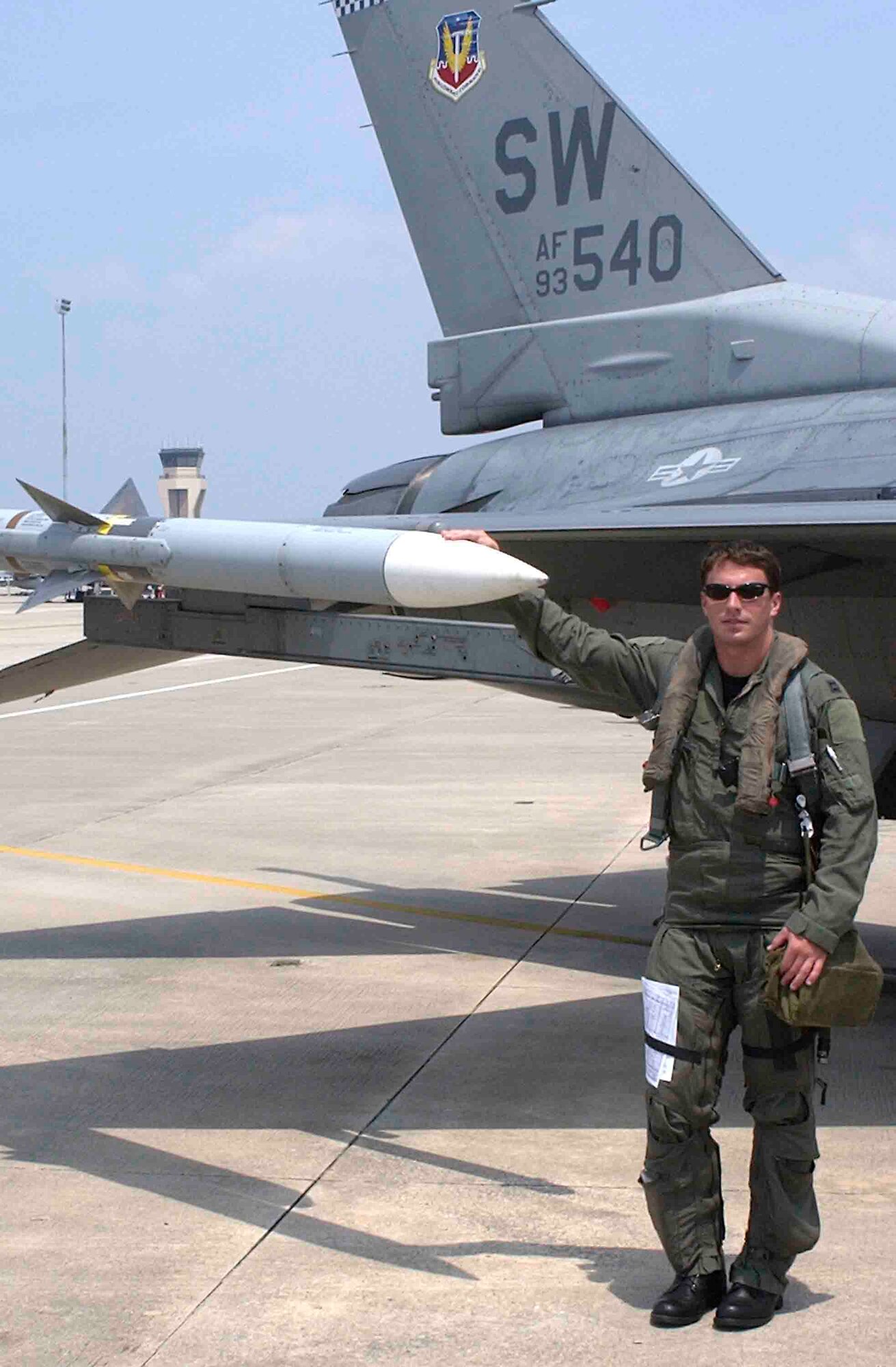 SHAW AIR FORCE BASE, S.C. -- Capt. Bryan Dalton, now assigned to Luke Air Force Base, Ariz., is a former 55th Fighter Squadron F-16CJ fighter pilot and is the 2006 Aerial Achievement Award winner. The award is presented by the 20th Fighter Wing Association and recognizes noteworthy Airmanship and contributions during the preceding year. The award consists of a trophy, inscribed with the name and unit of the winning pilot; a plaque similarly inscribed and a $500 cash award that is given to the winner's unit fund to support unit activities. (Courtesy photo)                      