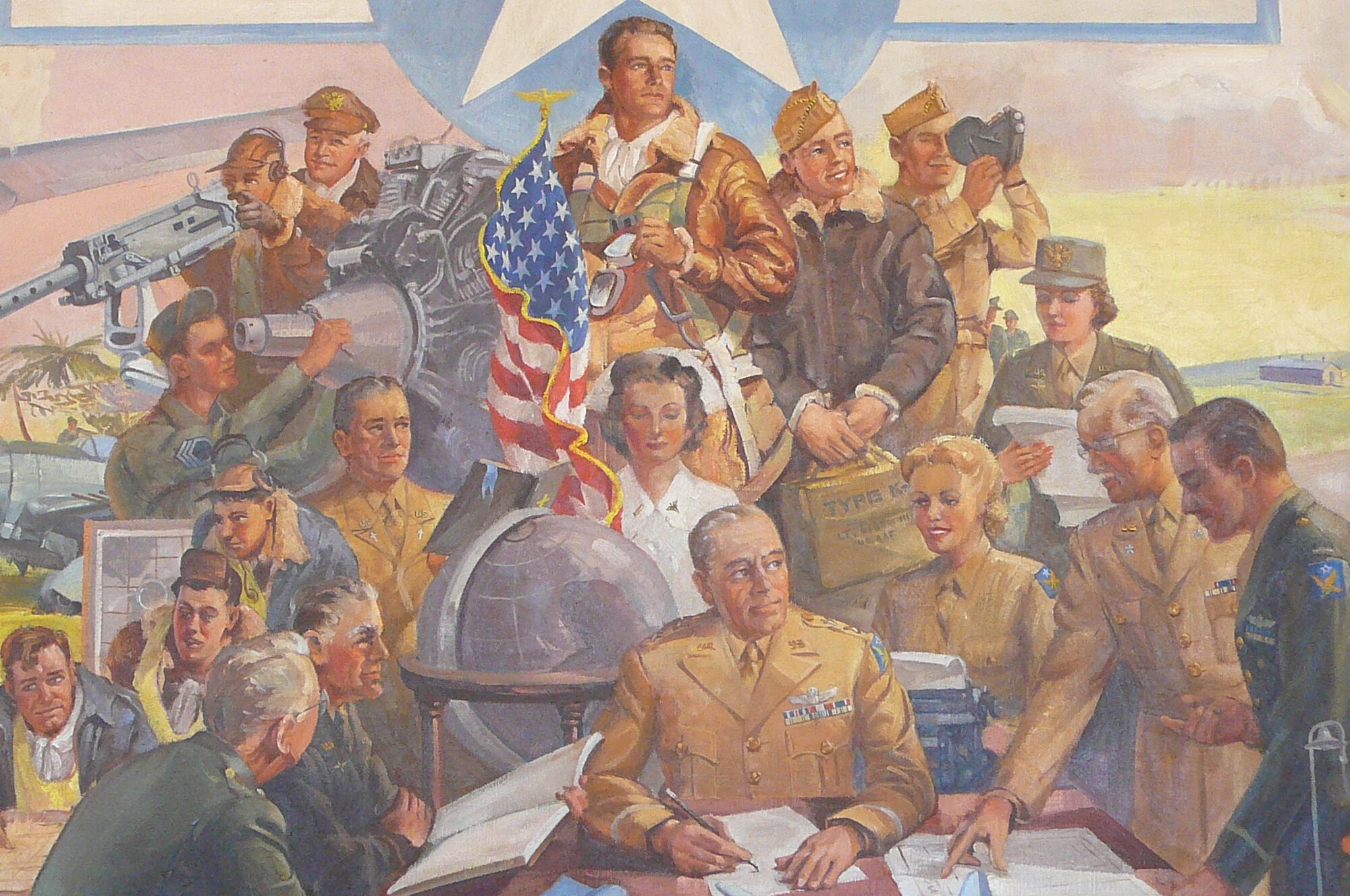 FAIRCHILD AIR FORCE BASE, Wash. -- Sandy Mosley Avery, wife of Tech. Sgt. Marc Avery, 92nd Logistics Readiness Squadron, snapped this photo of a mural depicting various aspects of Air Force life. The mural, painted by Sgt. Bert Shelbourn and Sgt. John Smith, is displayed on the walls of the Terminal Building Exhibit in the Peterson Air & Space Museum at Peterson Air Force Base, Colo. (Photo by Sandy Mosley)
