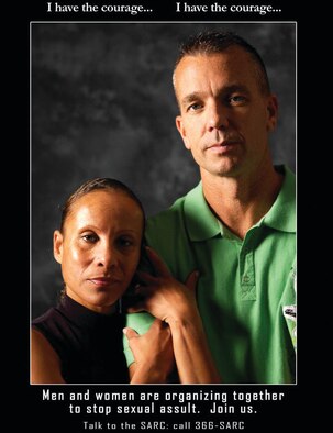 The SARC office is using posters like this one to encourage the base populace to work together to prevent sexual assaults.