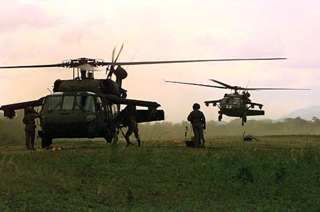 UH-60 Black Hawk helicopters from Company D, 228th Aviation Regiment ...