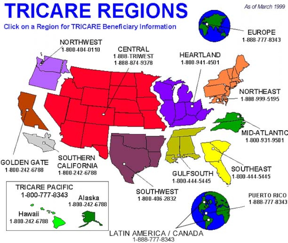 This Map Depicts The U S And Overseas TRICARE Regions With Toll Free   518085 D YNK59 741 