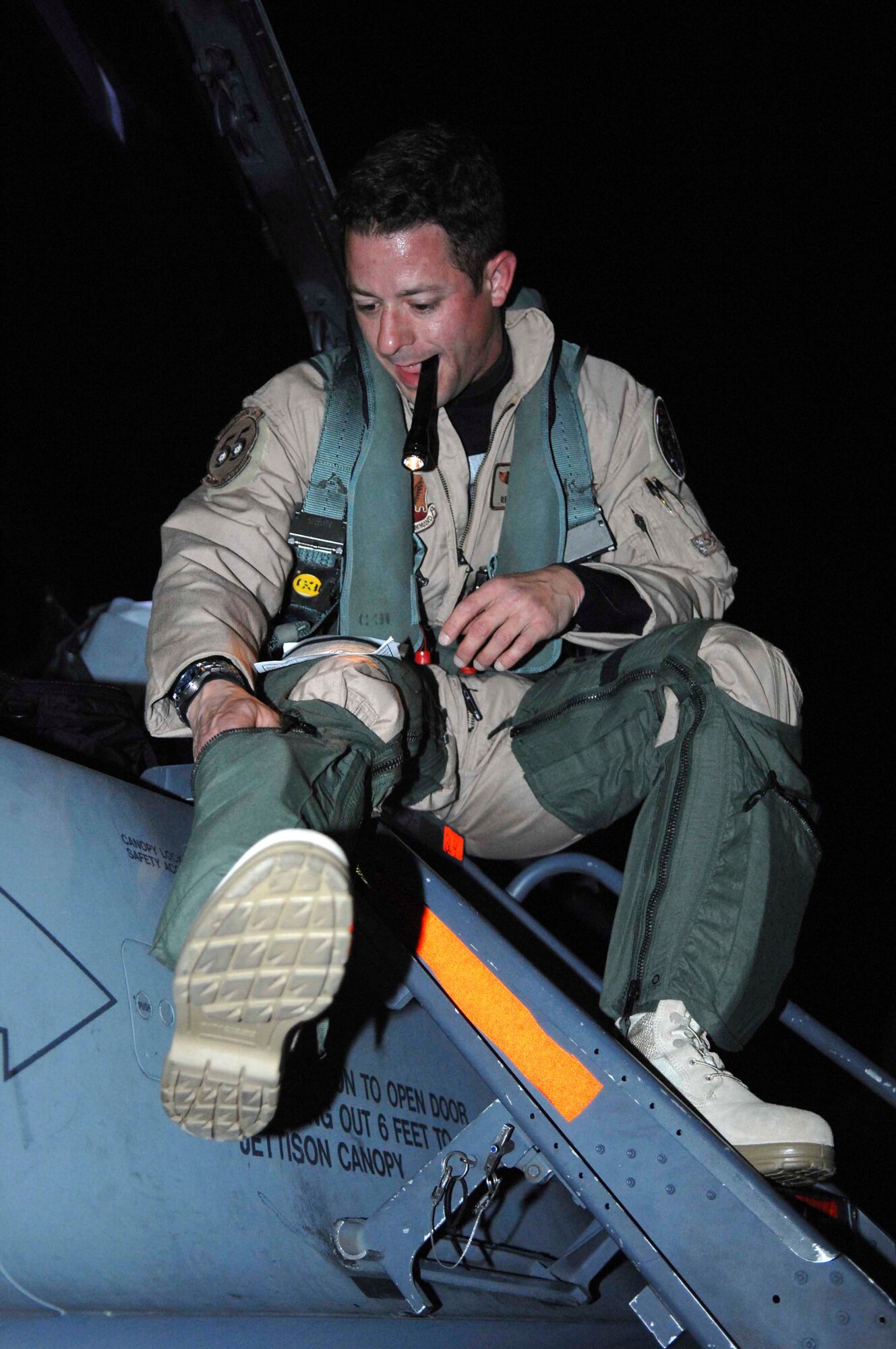 SHAW AIR FORCE BASE, S.C. -- Capt. David Paulis, 55th Fighter Squadron pilot, prepares for take off April 24. The 55th FS and the 55th Aircraft Maintenance Unit deployed to Southwest Asia to participate in two large-scale, multinational forces exercises. (U.S. Air Force photo/Airman 1st Class Matthew Davis)