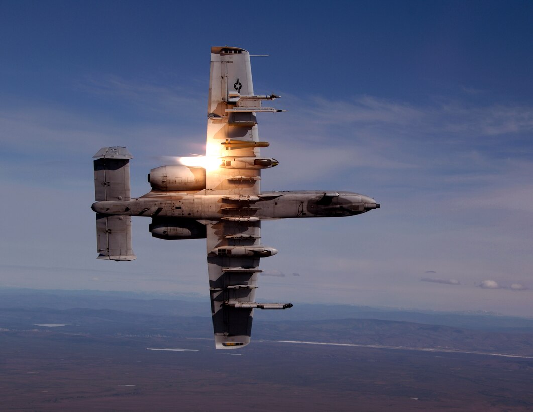 Capt. Dustin Ireland fires a missile as his A-10 Thunderbolt II breaks over the Pacific Alaska Range Complex April 24 during live-fire training. The Captain Reynolds is an A-10 pilot from the 355th Fighter Squadron from Eielson Air Force Base, Alaska. Members from the 355th FS are tasked to provide mission ready A-10s and a search and rescue capability, in Alaska and deployed sites worldwide. (U.S. Air Force photo/Master Sgt. Robert Wieland)