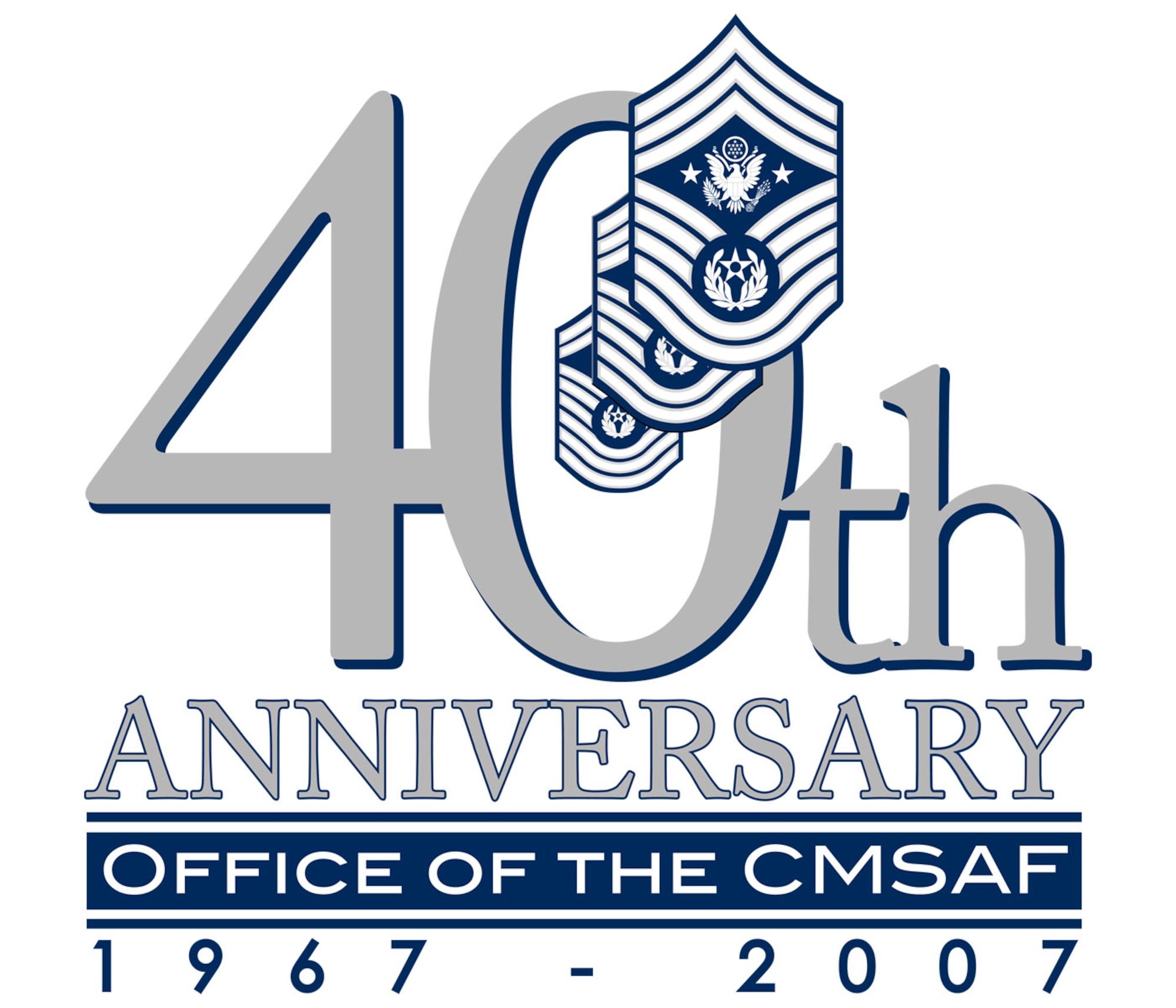 The logo noting the 40th anniversary of the office of the chief master sergeant of the Air Force. Chief Master Sgt. Paul Airey was the first chief master sergeant of the Air Force. (U.S. Air Force graphic)