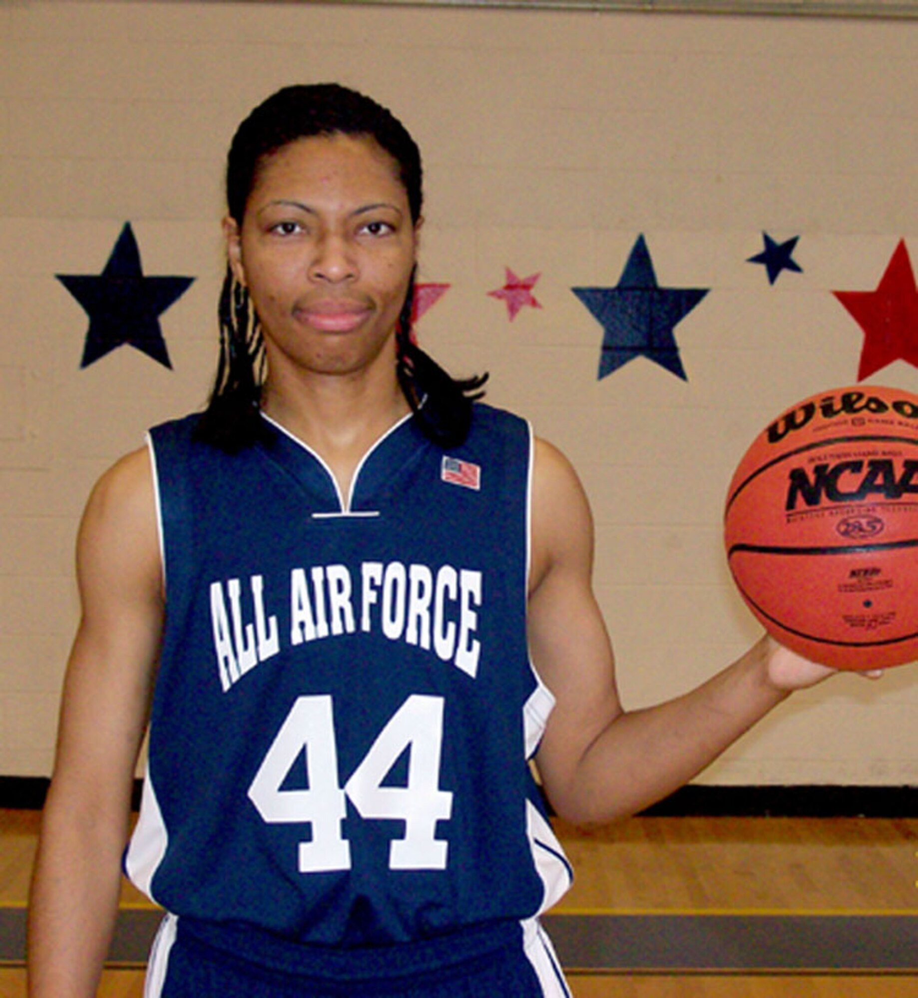 Master Sergeant Kathy Smith brought Total Force to the Air Force Women's Basketball Team this year as the only Air Force Reserve member. Fourty-one-year-old Smith has played on the Air Force team for the past two years. 
